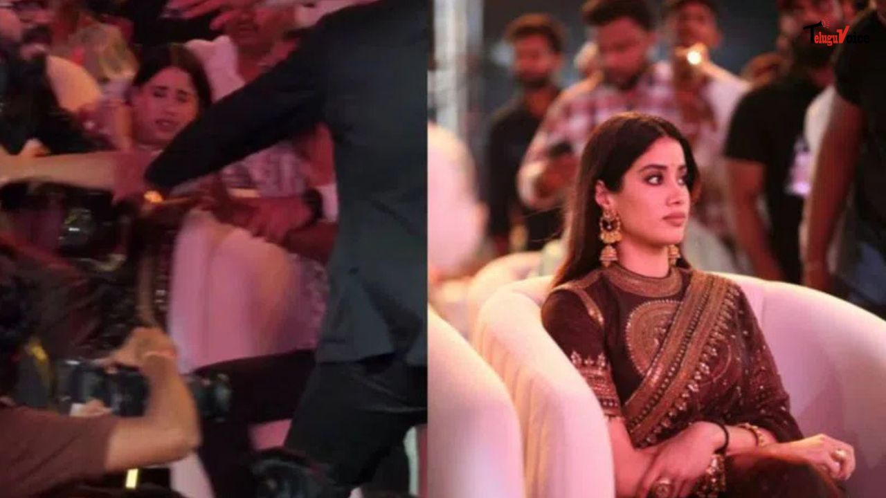 Janhvi Kapoor Startled After Fan Rushes Toward Ram Charan at ‘Peddi’ Event teluguvoice